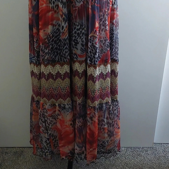 Strapless Halter Midi/Maxi Dress L Bohemian Festival Western Indie Shabby Chic - Picture 5 of 7